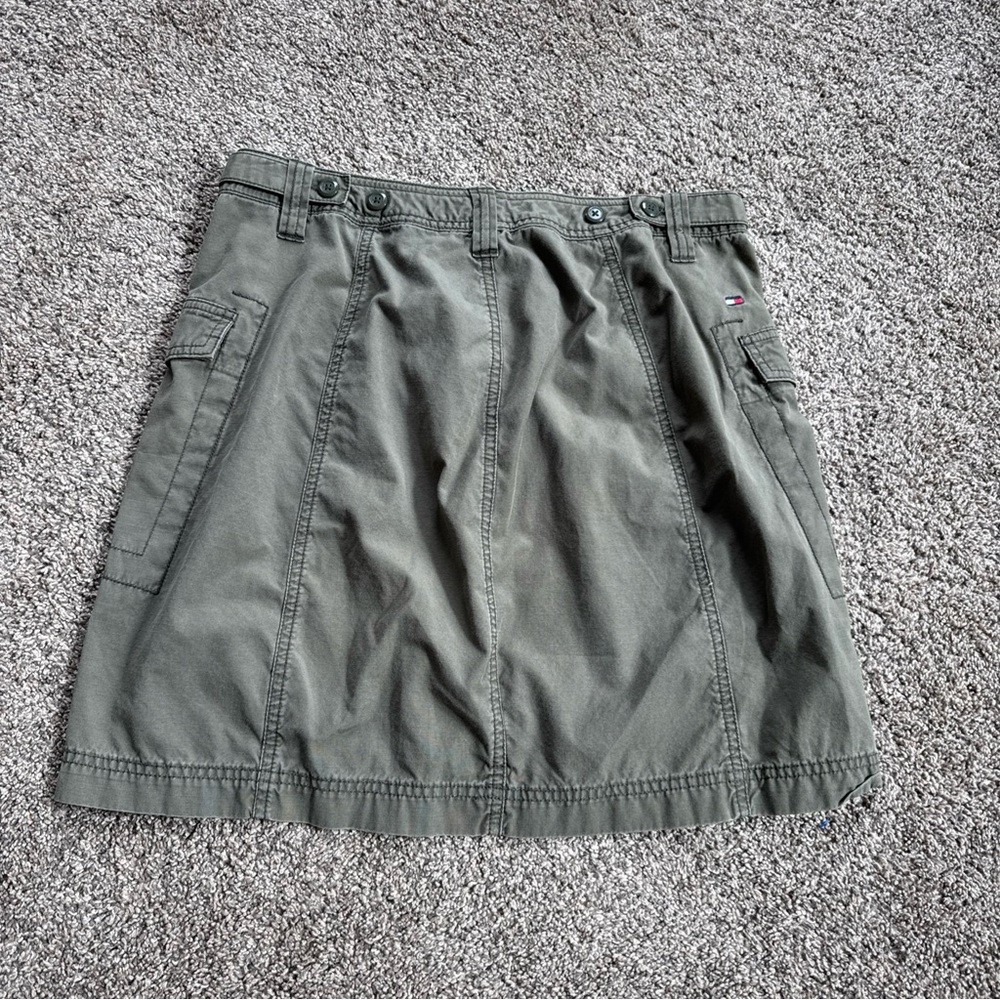 Tommy Hilfiger Women’s Size 8 Olive Green Cargo Pocket Skirt Adjustable Waist - Picture 6 of 10